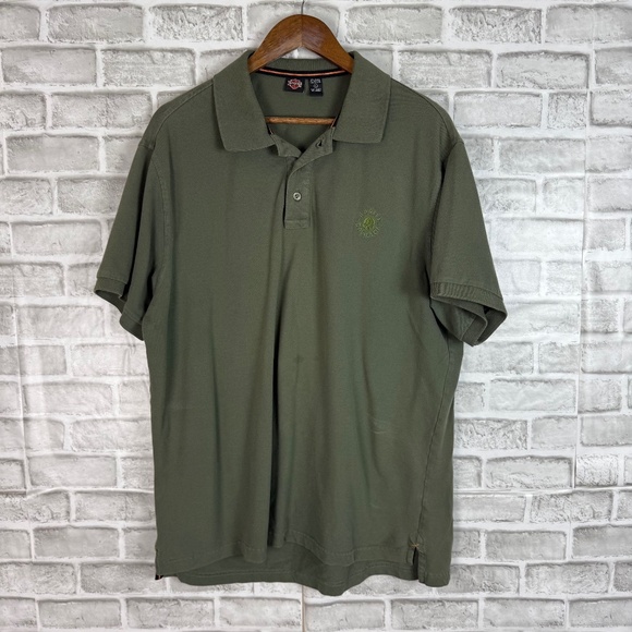 Harley Davidson Military Green Embroidered Logo Collared Polo Shirt Men XL STAIN - Picture 1 of 7